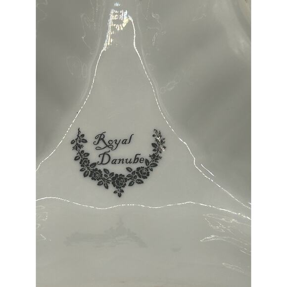 Antique Vintage Royal Danube Floral Serving Dish 3 Sections Handle Gold Trim - Picture 7 of 9